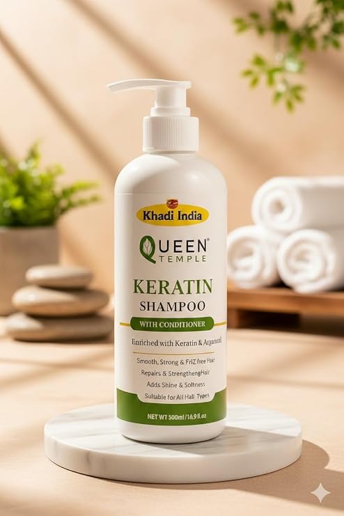 Khadi India Keratin Shampoo with Conditioner, All Hair Types, 500ml - Image 4