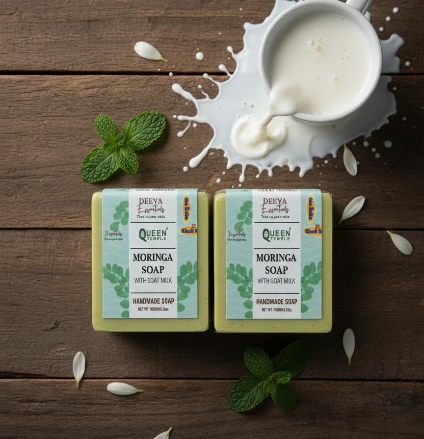 Moringa Soap with Goat Milk By Queen Temple Pack Of 2 - Image 3