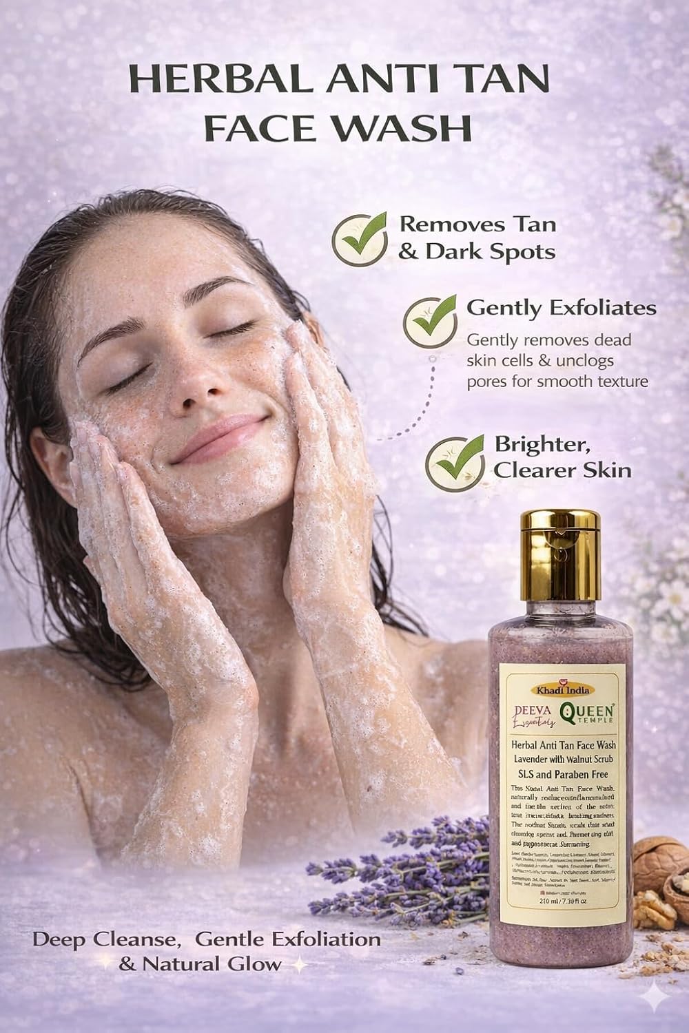 Queen Temple Herbal Face Wash for Glowing Skin 210 ML - Image 3