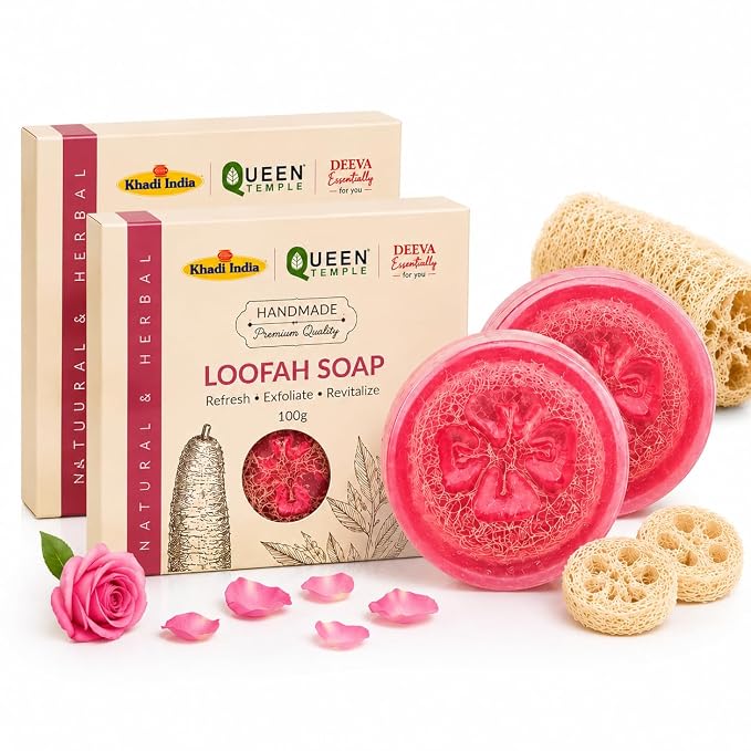 Khadi India Pack of 2 Loofah Soap By Queen Temple Pack of 2 - Image 2