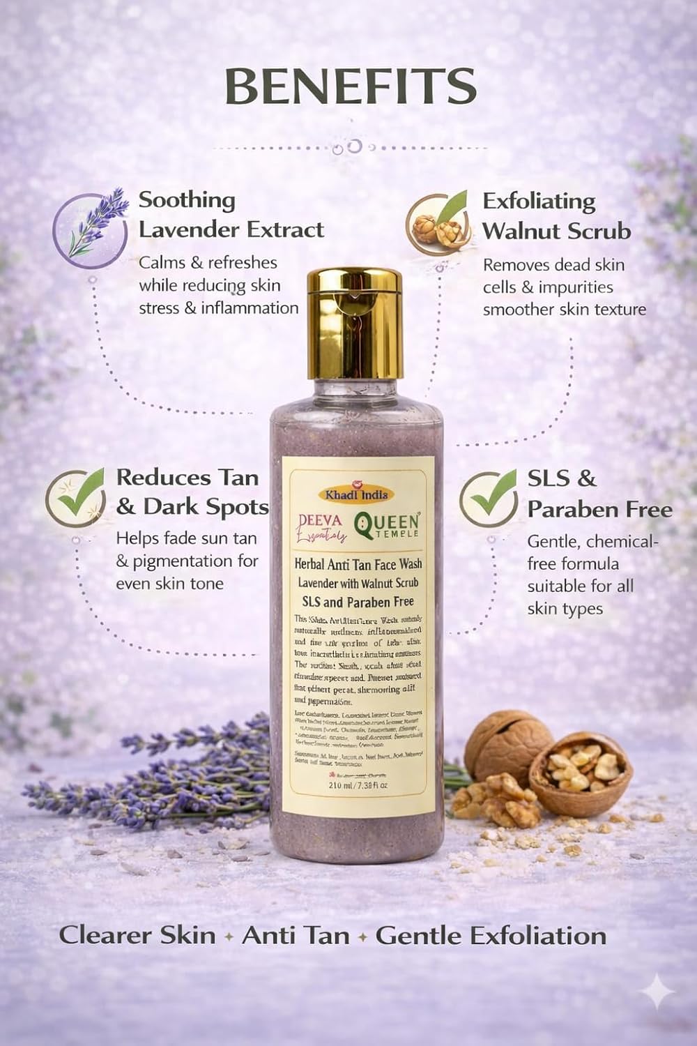Queen Temple Herbal Face Wash for Glowing Skin 210 ML - Image 2