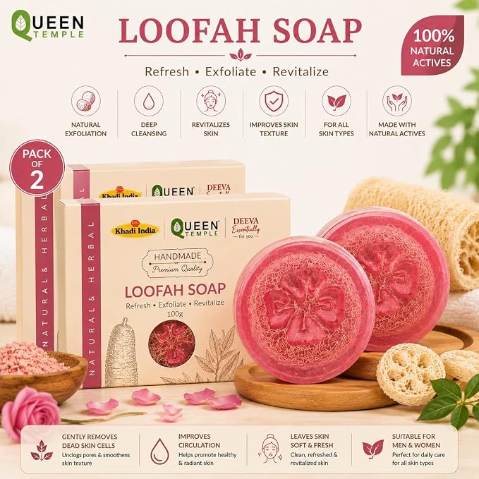 Khadi India Pack of 2 Loofah Soap By Queen Temple Pack of 2