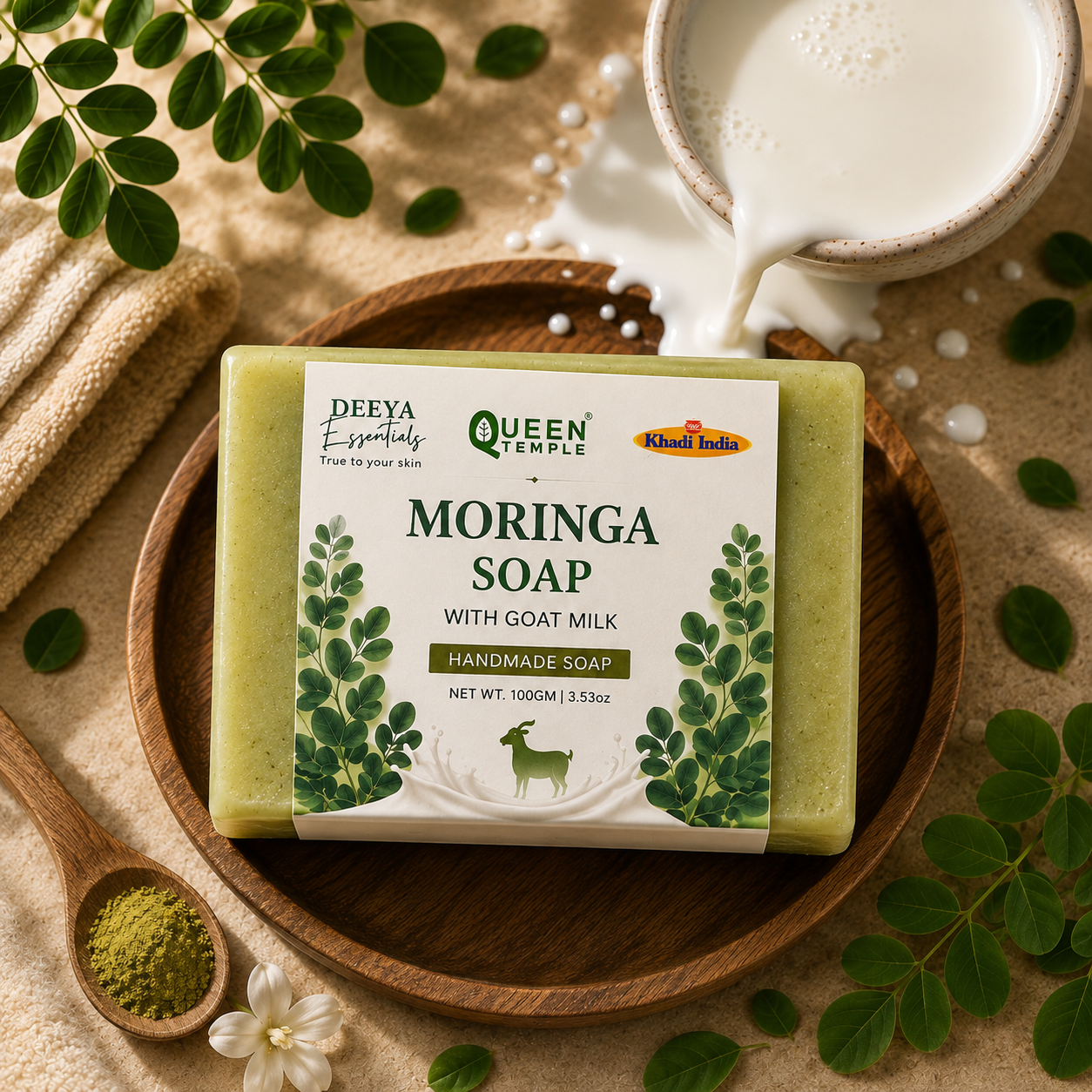 Moringa Soap with Goat Milk By Queen Temple Pack Of 2