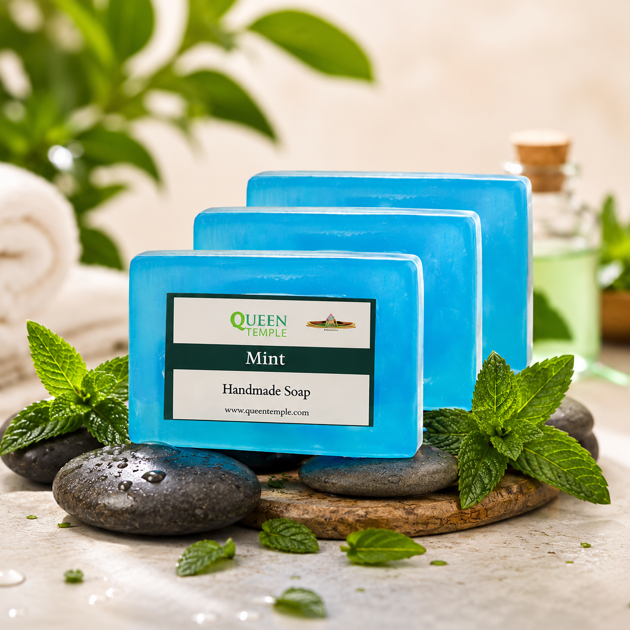 Queen Temple Khadi India Mint Herbal Soap (125X3)