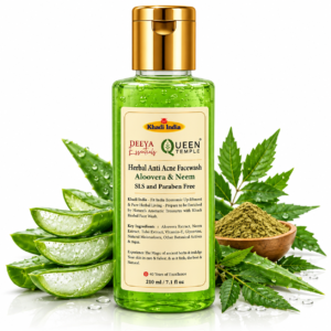 Khadi India Herbal Anti-Acne Face Wash with Aloe Vera & Neem By Queen Temple 210 ML