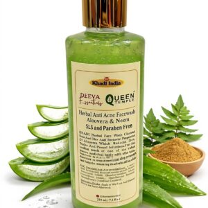Khadi India Herbal Anti-Acne Face Wash with Aloe Vera & Neem By Queen Temple 210 ML