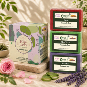 Queen Temple Handmade Soaps | Rose | Aloe Vera | Lavender | Pack of 3 | Natural Bathing Soap | Herbal soap made with Essential Oils |