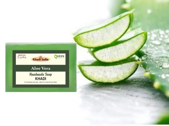 Khadi India Pack of 3 Glycerine Handmade Soap| Hyderated & Nourishes Skin|| Natural Soap with Essential Oils | Suitable for All Skin Types(125 gm Each) (Aloe Vera) - Image 3