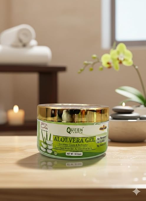Aloe Vera Gel for Face, Skin & Hair | 100% Pure Aloe Vera Gel | Hydrating, Soothing & Cooling Gel | For Acne, Sunburn & Moisturizing Care | Paraben & Sulphate Free | 50g - Image 2