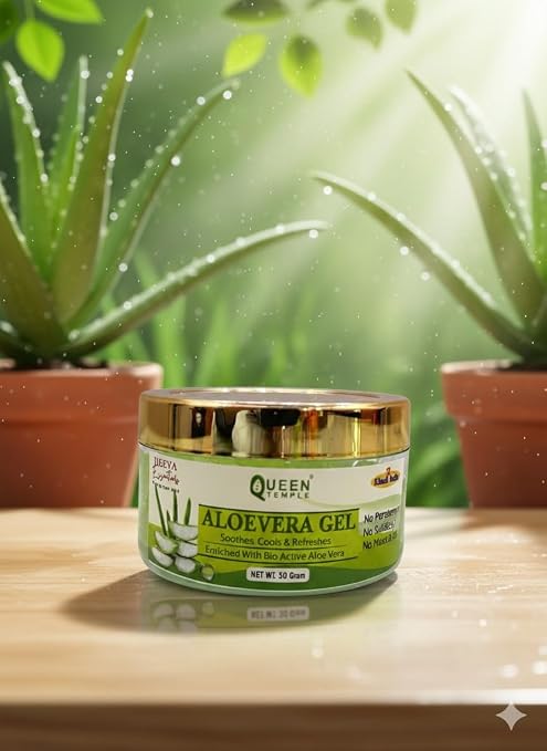 Aloe Vera Gel for Face, Skin & Hair | 100% Pure Aloe Vera Gel | Hydrating, Soothing & Cooling Gel | For Acne, Sunburn & Moisturizing Care | Paraben & Sulphate Free | 50g - Image 5