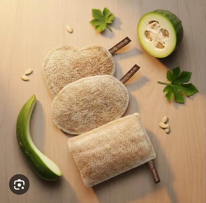 Natural Loofah Pack of 3 Bath Sponge for Body Exfoliation & Deep Cleansing | Handmade Vegetable Loofah Scrubber | Eco Friendly Biodegradable Bath Loofah | Assorted Shapes - Image 3
