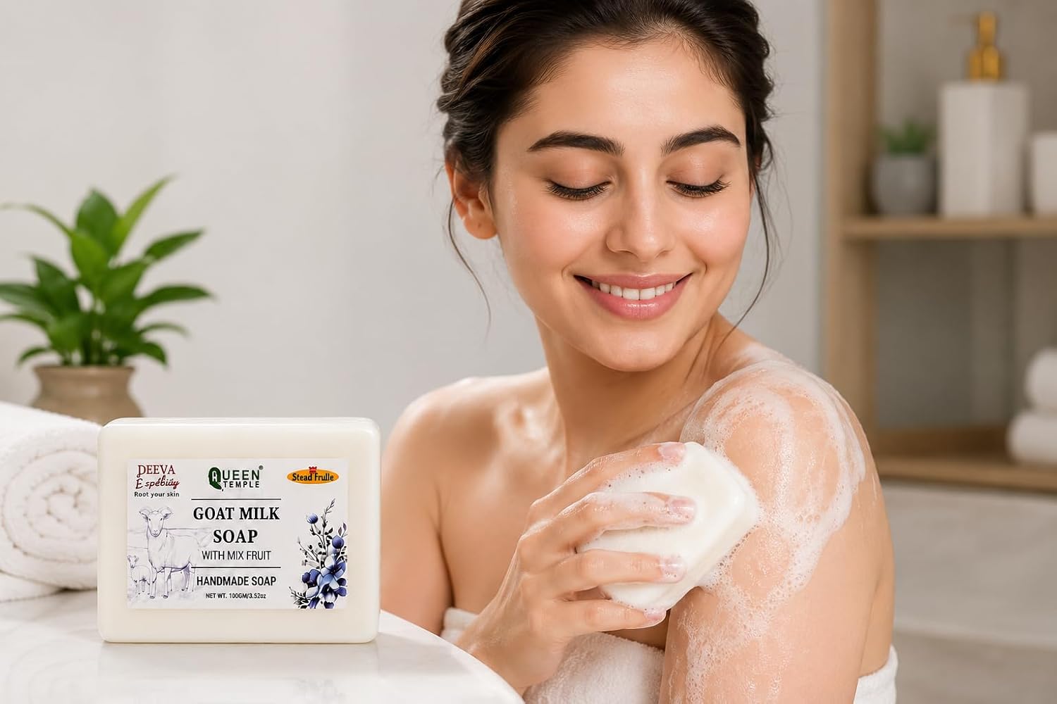 Goat Milk Handmade Soap Bar | Pack of 2 (100g Each) |Chemical Free, Paraben Free | All Skin Types - Image 3