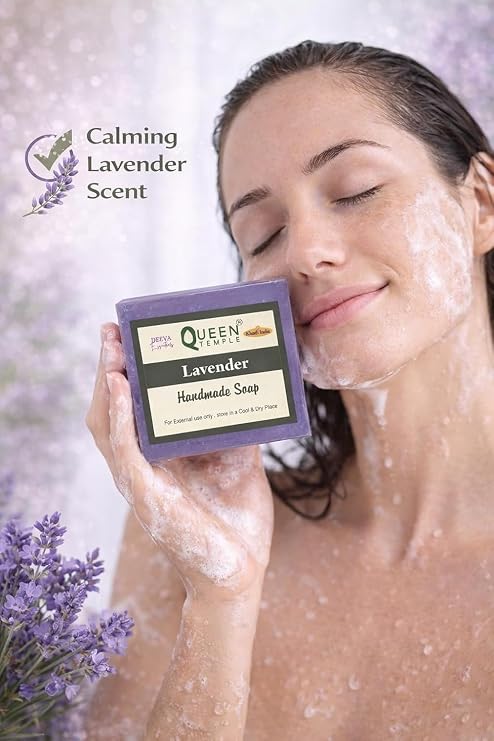 Khadi India Pack of 3 Glycerine Handmade Soap| Hyderated & Nourishes Skin|| Natural Soap with Essential Oils | Suitable for All Skin Types(125 gm Each) (Lavender) - Image 2