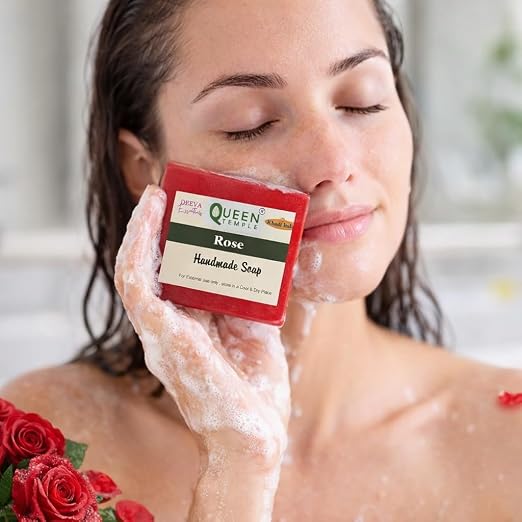 Khadi India Pack of 3 Glycerine Handmade Soap| Hyderated & Nourishes Skin|| Natural Soap with Essential Oils | Suitable for All Skin Types(125 gm Each) (Rose) - Image 3