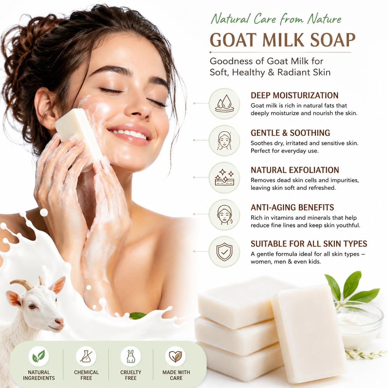 Goat Milk Soap Pack of 12 (25g Each) | Moisturizing Bath Soap for Dry & Sensitive Skin | Handmade Natural Soap with Goat Milk | Gentle Cleansing & Nourishing Skin Care Bar - Image 8