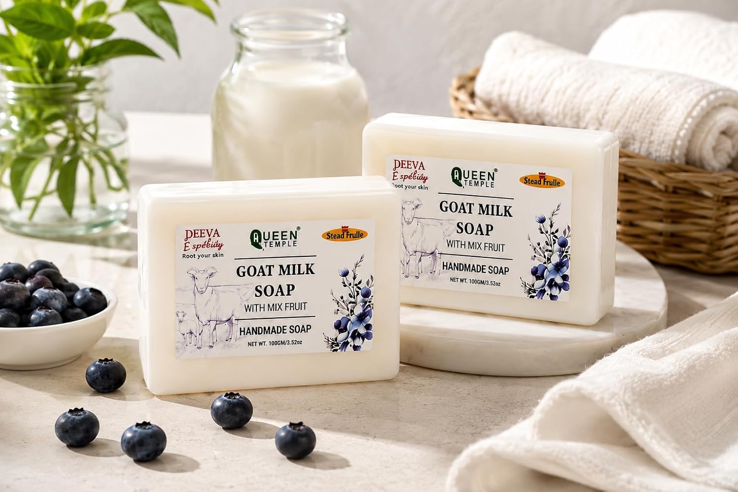 Goat Milk Handmade Soap Bar | Pack of 2 (100g Each) |Chemical Free, Paraben Free | All Skin Types - Image 5