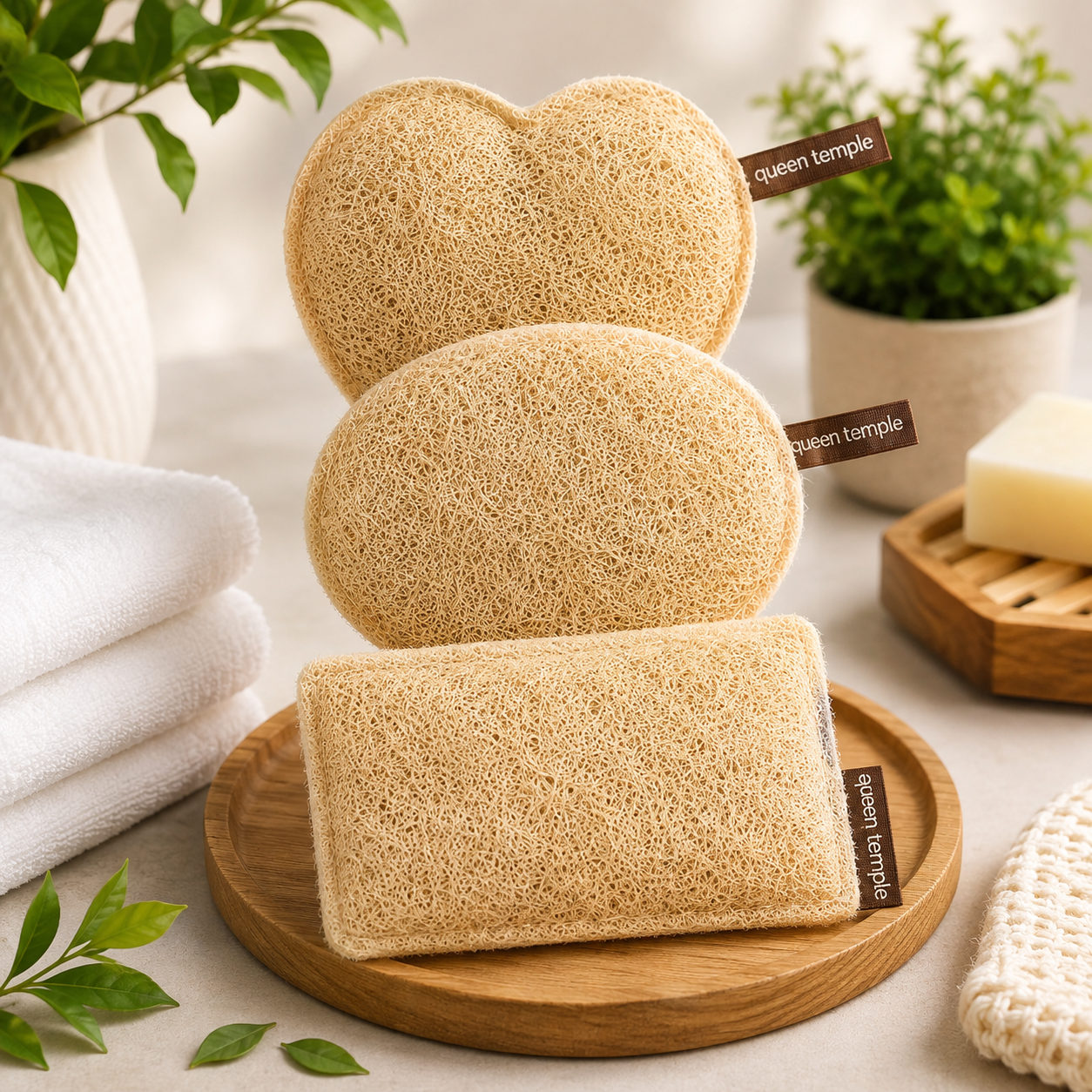Natural Loofah Pack of 3 Bath Sponge for Body Exfoliation & Deep Cleansing | Handmade Vegetable Loofah Scrubber | Eco Friendly Biodegradable Bath Loofah | Assorted Shapes