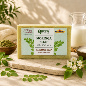 Moringa Soap with Goat Milk By Queen Temple | Handmade Natural Herbal Soap Bar for Deep Cleansing & Skin Nourishment | Suitable for All Skin Types | 100g Each | Pack of 2 (2 x 100g)