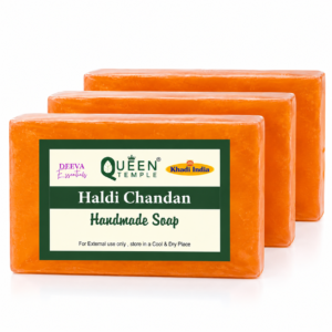 Khadi India Pack of 3 Glycerine Handmade Soap | Natural Soap with Essential Oils |125 gm Each - Haldi Chandan)