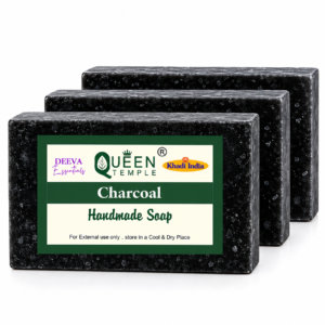 Khadi India Pack of 3 Glycerine Handmade Soap | Natural Soap with Essential Oils |125 gm Each – Charcoal