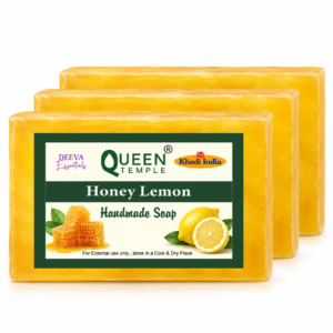 Khadi India Pack of 3 Glycerine Handmade Soap| Hyderated & Nourishes Skin|| Natural Soap with Essential Oils | Suitable for All Skin Types(125 gm Each) (Honey Lemon)