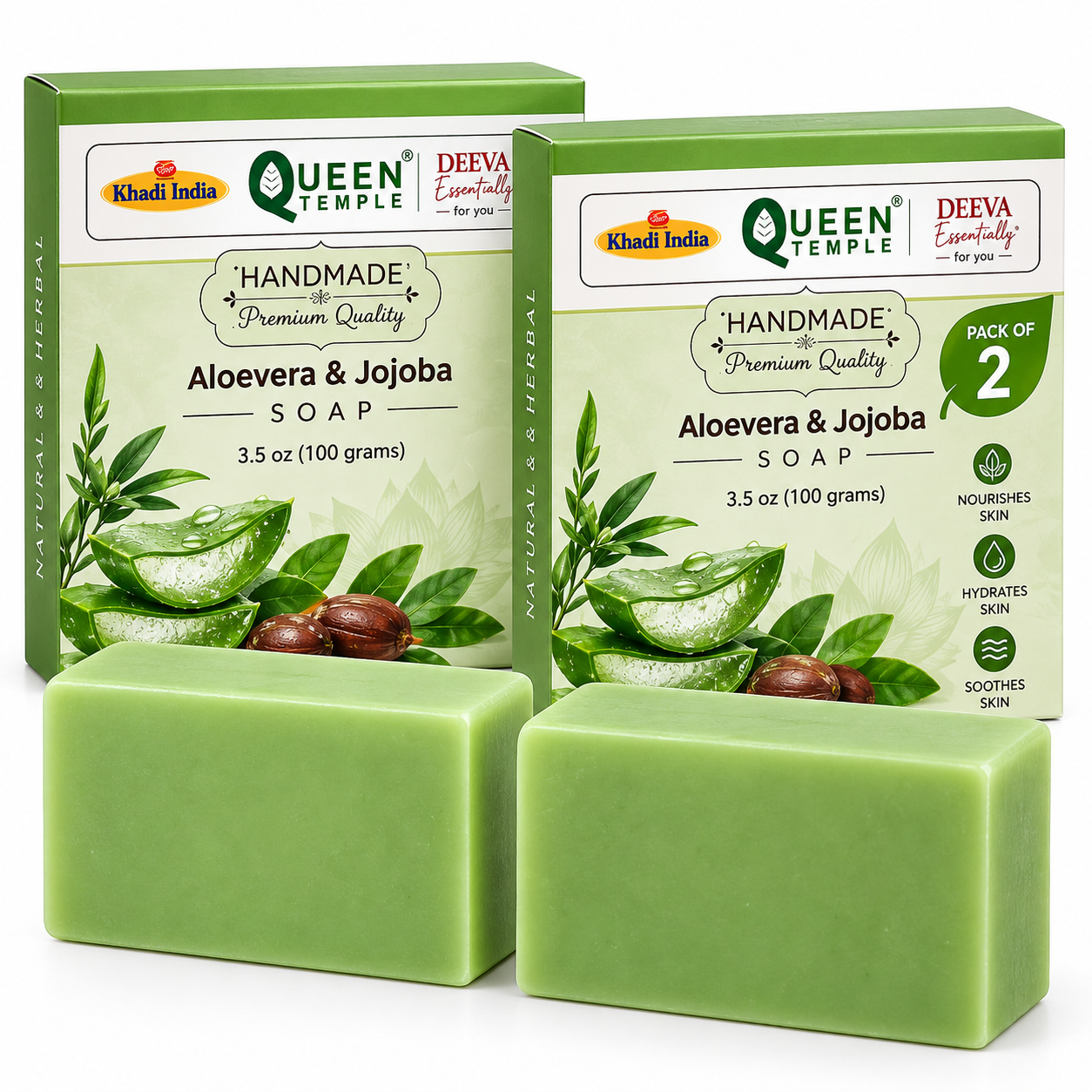 Khadi India Pack of 2 Goat Milk Soap for Face & Body (Aloevera & Jojoba)
