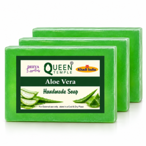 Khadi India Pack of 3 Glycerine Handmade Soap| Hyderated & Nourishes Skin|| Natural Soap with Essential Oils | Suitable for All Skin Types(125 gm Each) (Aloe Vera)