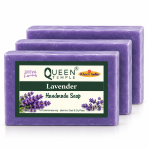 Khadi India Pack of 3 Glycerine Handmade Soap| Hyderated & Nourishes Skin|| Natural Soap with Essential Oils | Suitable for All Skin Types(125 gm Each) (Lavender)