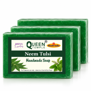 Khadi India Pack of 3 Glycerine Handmade Soap| Hyderated & Nourishes Skin|| Natural Soap with Essential Oils | Suitable for All Skin Types(125 gm Each) (Neem Tulsi)