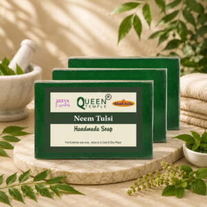 Khadi India Pack of 3 Glycerine Handmade Soap| Hyderated & Nourishes Skin|| Natural Soap with Essential Oils | Suitable for All Skin Types(125 gm Each) (Neem Tulsi)