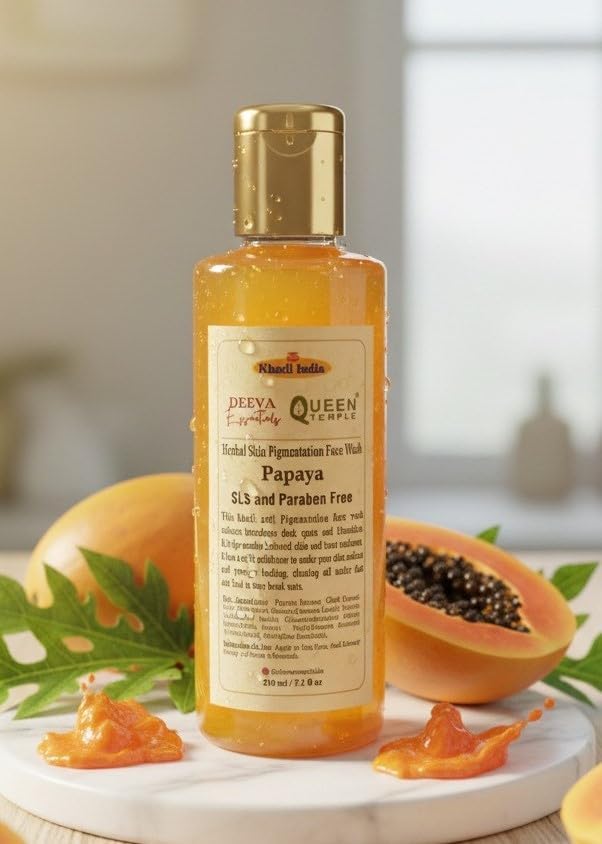 Khadi India Herbal Papaya Face Wash By Queen Temple 210 ML - Image 3