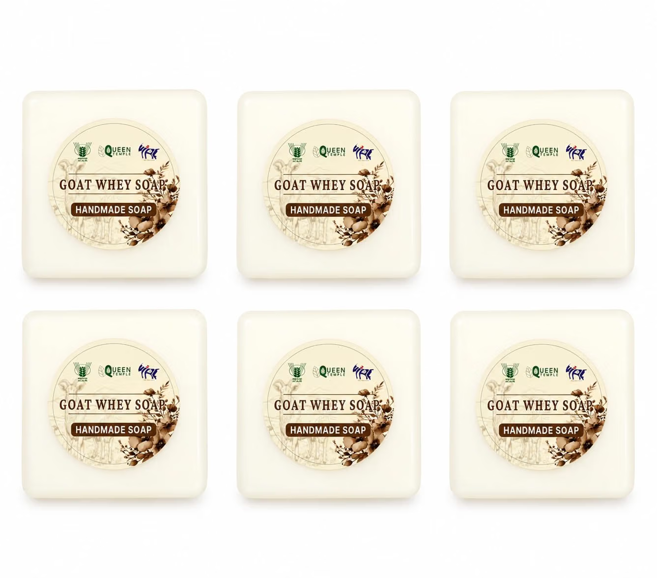 Goat Whey Handmade Soap – Natural Cleansing & Moisturizing Bath Soap | Gentle Soap for Face & Body | Pack of 6 | 25g Each