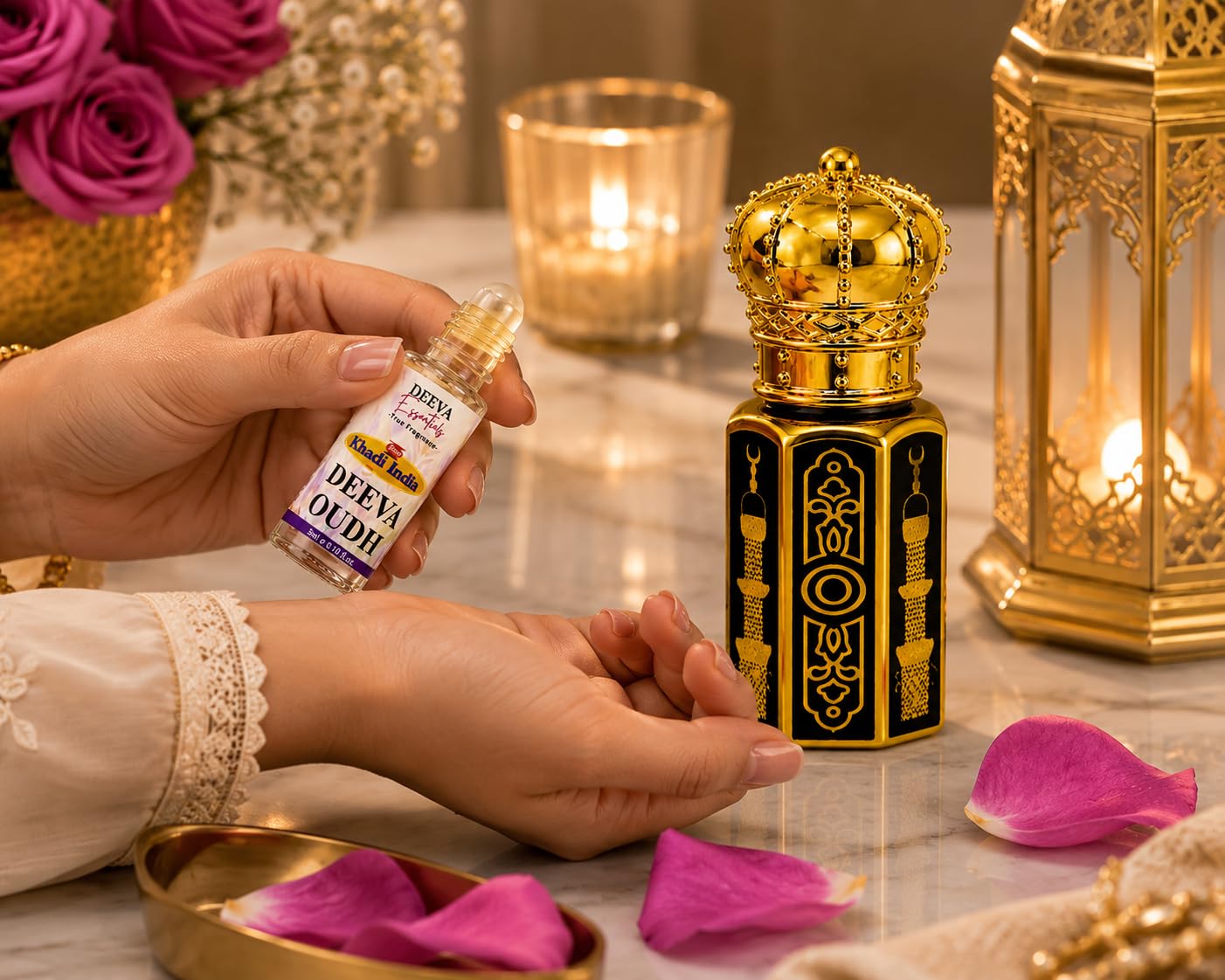 Queen Temple Deeva Oudh Attar Perfume Oil – 3ml & 6ml | Premium Long-Lasting Oudh Fragrance | Woody, Amber & Musky Attar | Unisex Perfume for Men & Women - Image 2