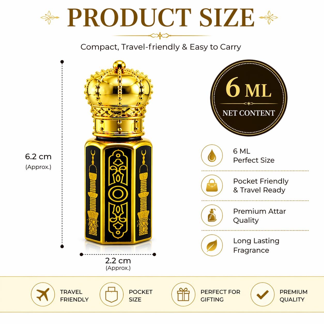 Queen Temple Khadi India Deeva Pure Sandal Premium Attar Roll On 6ml | Sandalwood, Oud, Rose, Almond & Lemongrass Oil Blend | Vanilla, Amber & Natural Musk Fragrance | Long Lasting Unisex Attar Size 6ml - Image 4