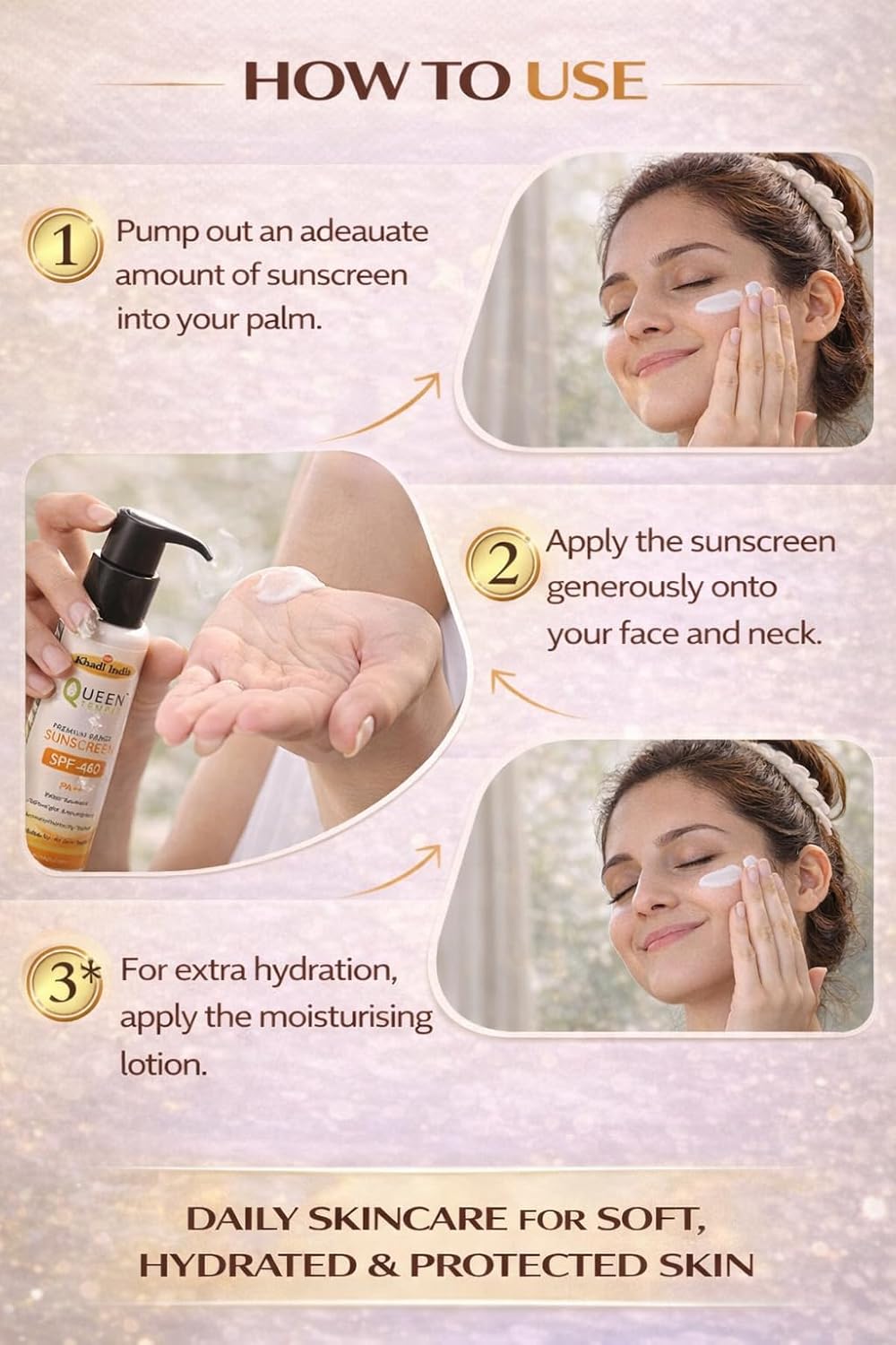 Queen Temple Khadi India Makkhan Malai Moisturising Lotion SPF 15 + Premium Sunscreen SPF 40 PA++ 100ml Combo | Daily Moisturising & Sun Protection | Lightweight, Non-Greasy & Water Resistant - Image 4