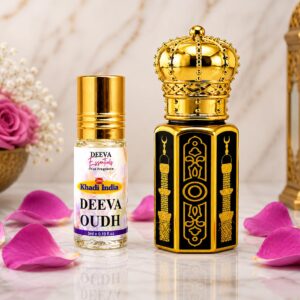 Queen Temple Deeva Oudh Attar Perfume Oil – 3ml & 6ml | Premium Long-Lasting Oudh Fragrance | Woody, Amber & Musky Attar | Unisex Perfume for Men & Women