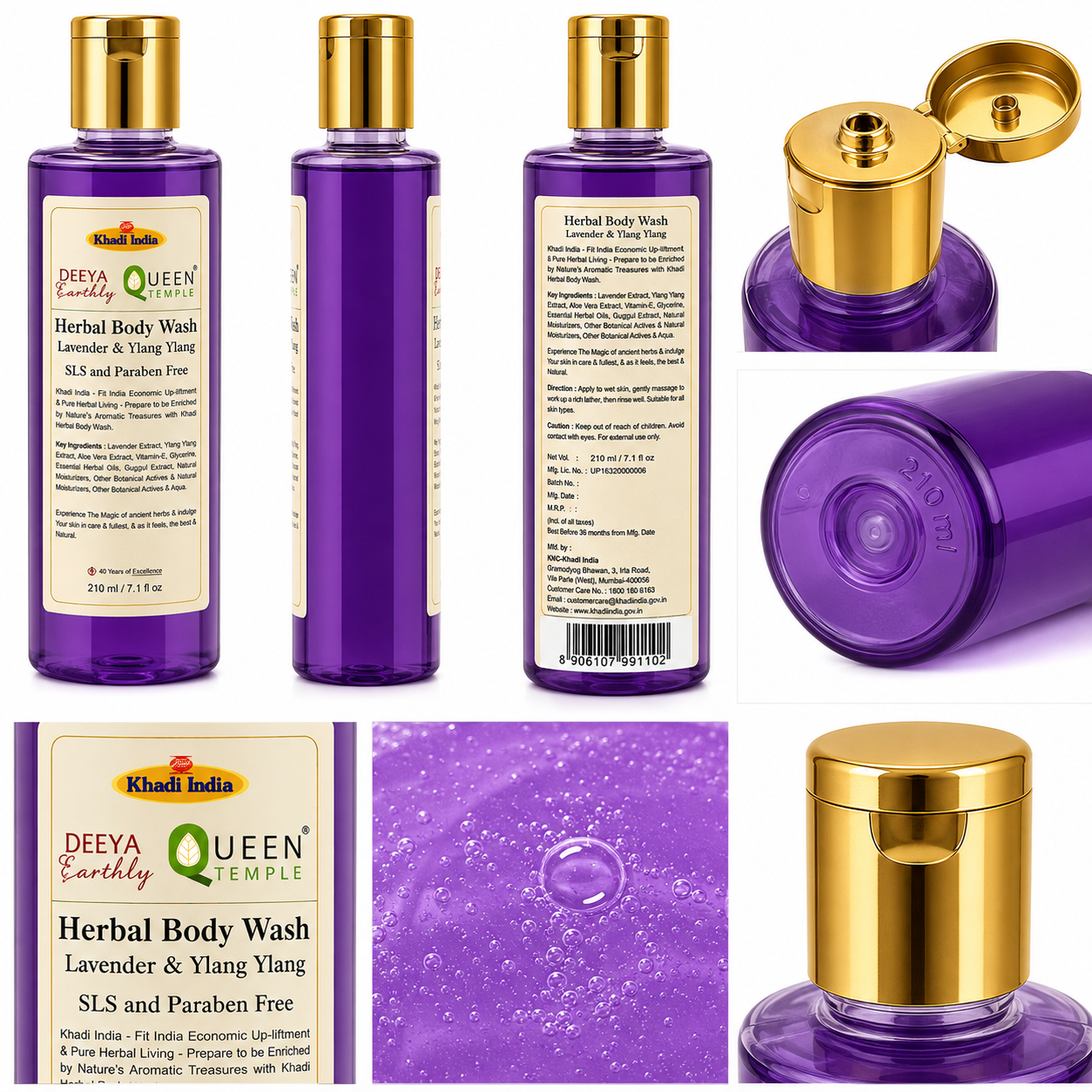 Queen Temple Herbal Body Wash – Lavender & Ylang Ylang | SLS & Paraben Free | 210 ml - Image 3