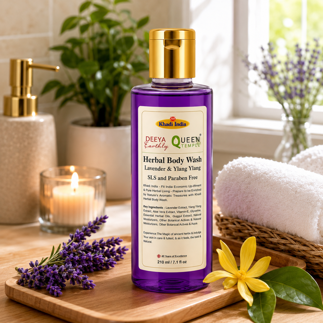Queen Temple Herbal Body Wash – Lavender & Ylang Ylang | SLS & Paraben Free | 210 ml - Image 5