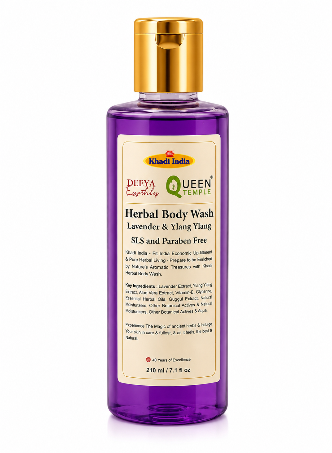 Queen Temple Herbal Body Wash – Lavender & Ylang Ylang | SLS & Paraben Free | 210 ml