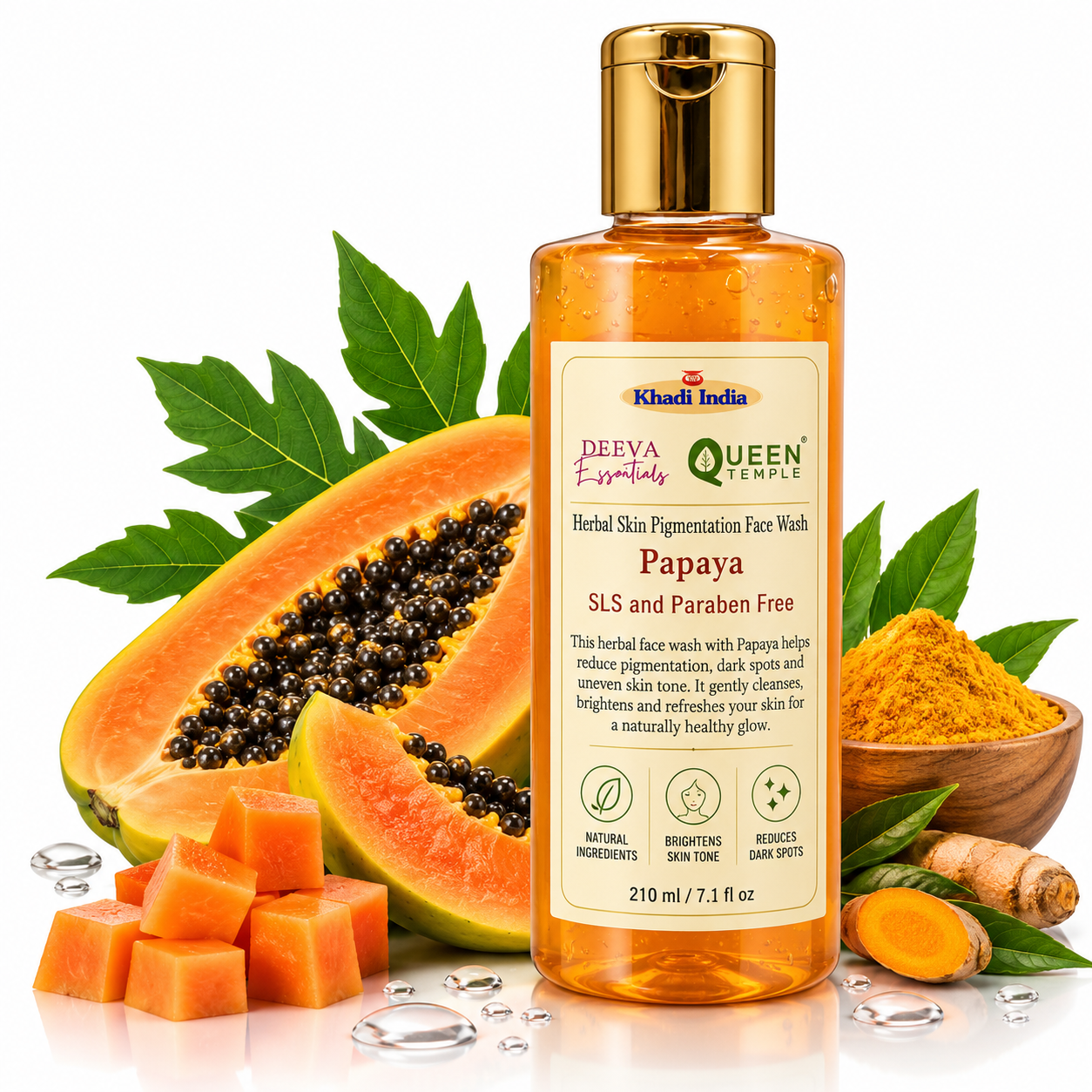 Khadi India Herbal Papaya Face Wash By Queen Temple 210 ML - Image 4