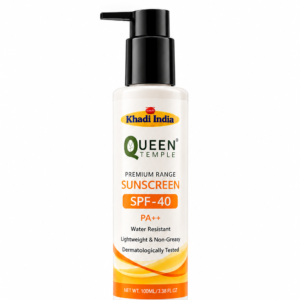 Queen Temple Khadi India Premium Sunscreen SPF 40 PA++ 100ml | Water Resistant, Lightweight & Non-Greasy Face Sunscreen | Suitable for All Skin Types