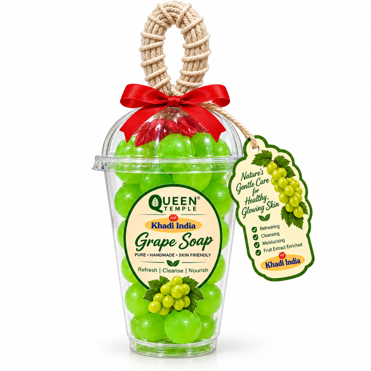 Queen Temple Khadi India Grape Hanging Soap – Handmade Grape Shaped Bath Soap with Hanging Rope Pack of 3 - Image 8