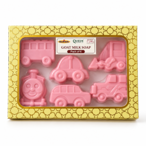 Queen Temple Goat Milk Soap for Kids Toy Soap – Pack of 6 Fun Vehicle Shapes Pink | 50 g Each