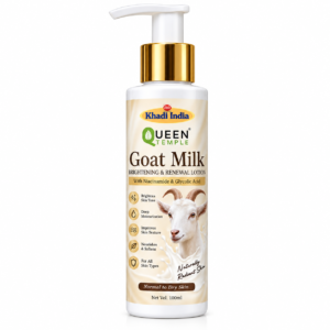 Queen Temple Goat Milk Brightening & Renewal Body Lotion with Niacinamide & Glycolic Acid, Deep Moisturizing Lotion for Normal to Dry Skin, 100 ml