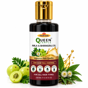 Queen Temple Amla & Bhringraj Hair Oil for Hair Fall Control, Hair Root Nourishment & Improved Hair Quality, Ayurvedic Hair Oil for All Hair Types, 200 ml