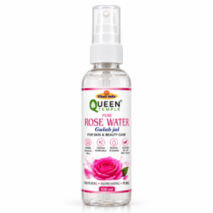 Queen Temple Pure Rose Water Gulab Jal for Skin & Beauty Care, Natural Rose Water Face Toner, Hydrating & Refreshing Facial Mist, Suitable for All Skin Types, 100 ml