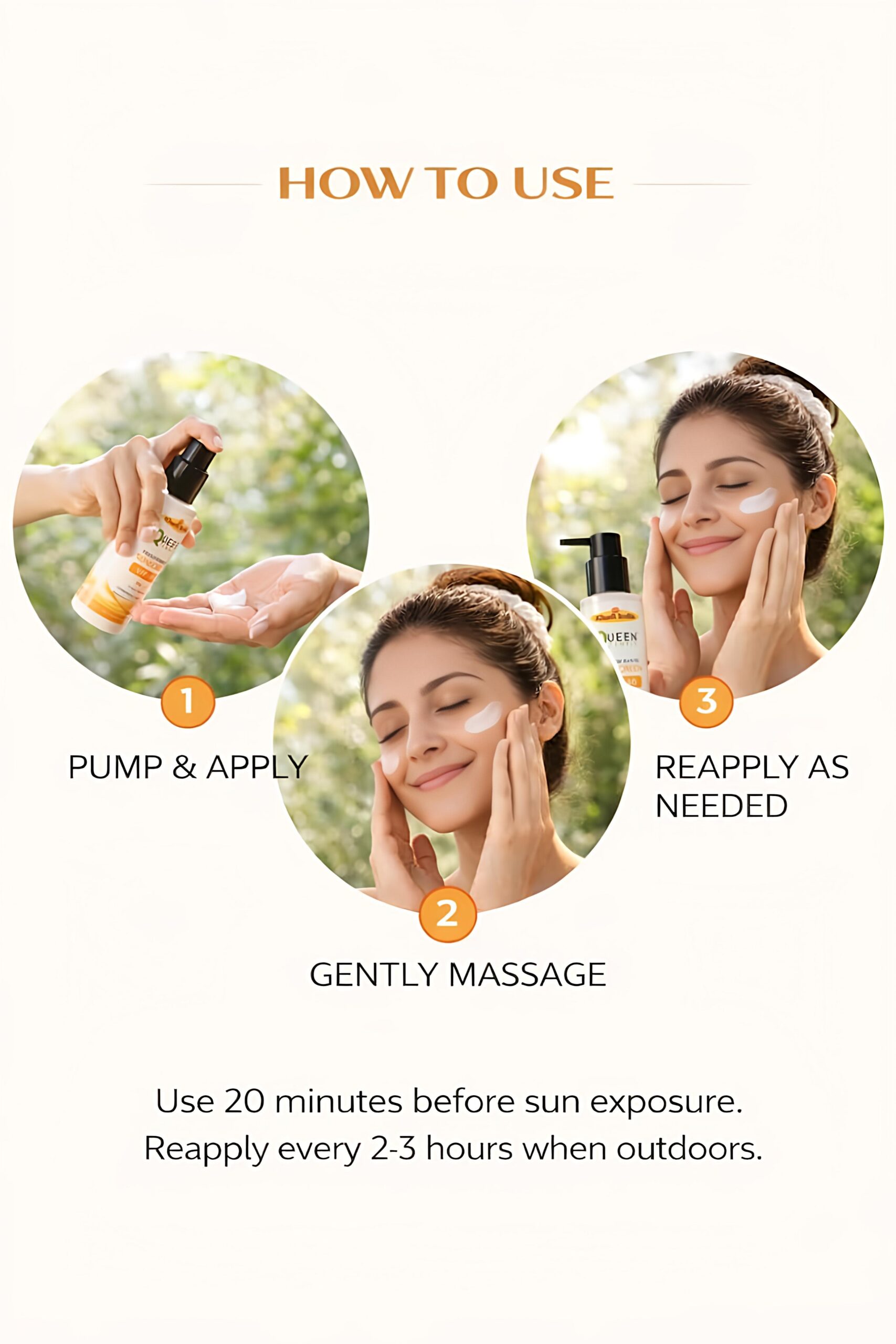 Queen Temple Khadi India Premium Sunscreen SPF 40 PA++ 100ml | Broad Spectrum UVA & UVB Protection | Water Resistant, Lightweight & Non-Greasy Face Sunscreen | Suitable for All Skin Types - Image 3