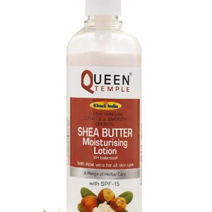 Queen Temple Khadi India Shea Butter Moisturising Lotion with Aloe Vera SPF 15 | pH Balanced Body Lotion | Deep Nourishment & Hydration | Gentle & Smooth Skin Care | For All Skin Types  Size 500 ML