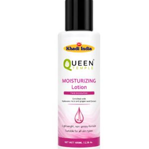 Queen Temple Khadi India Moisturizing Lotion | 100ml | Face Moisturizer with Hyaluronic Acid & Grape Seed Extract | Lightweight & Non-Greasy Hydrating Lotion | Deep Hydration for Soft, Smooth & Radiant Skin | All Skin Types