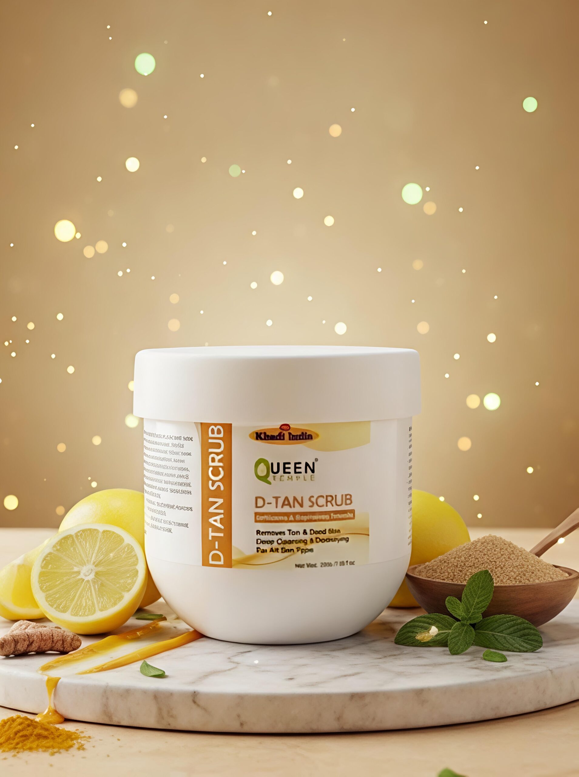 Queen Temple Khadi India D-Tan Scrub | 200g | Herbal Tan Removal & Exfoliating Face Scrub | Helps Remove Tan, Dead Skin & Impurities | Brightens & Smoothens Skin | For All Skin Types - Image 5